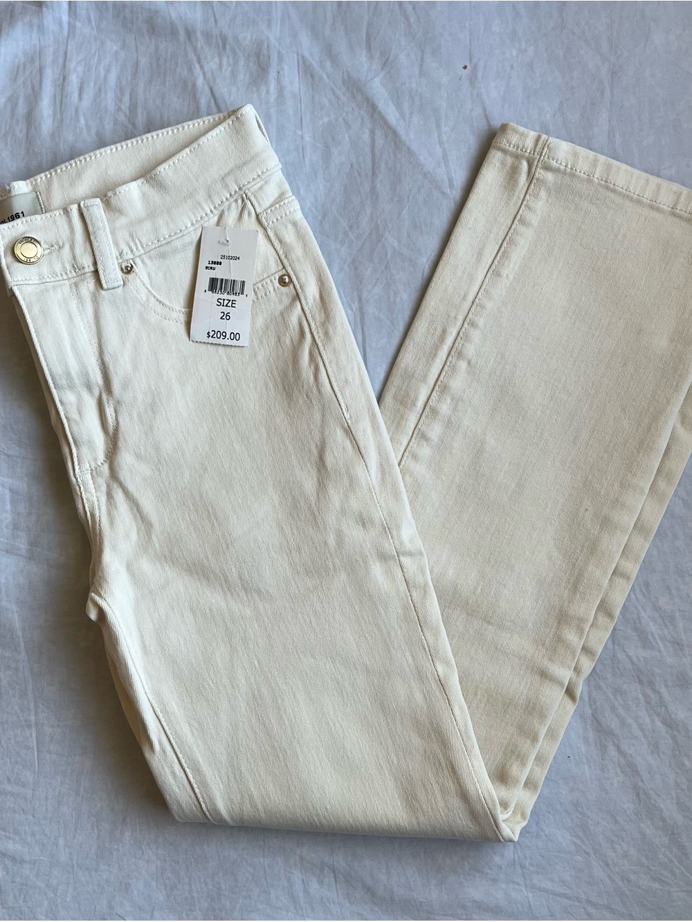 Women's Cream High-Rise Straight Jeans